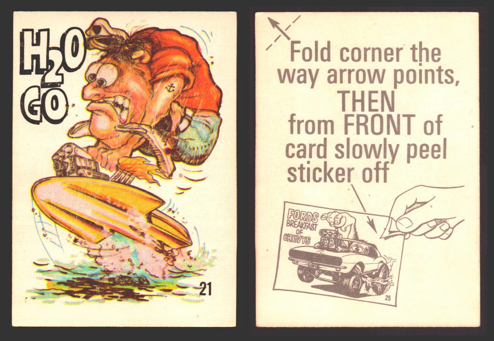 1969 Odd Rods Vintage Sticker Trading Cards #1-#44 You Pick Singles Donruss #	21	H2O Go  - TvMovieCards.com