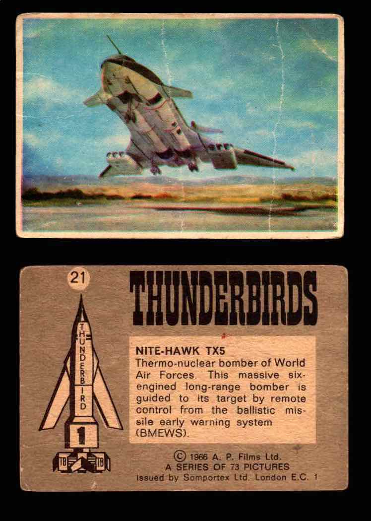 Thunderbirds Vintage Trading Card Singles #1-72 Somportex 1966 #21  - TvMovieCards.com