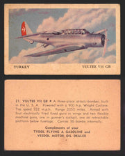 1940 Tydol Aeroplanes Flying A Gasoline You Pick Single Trading Card #1-40 #	21	Vultee VII GB  - TvMovieCards.com