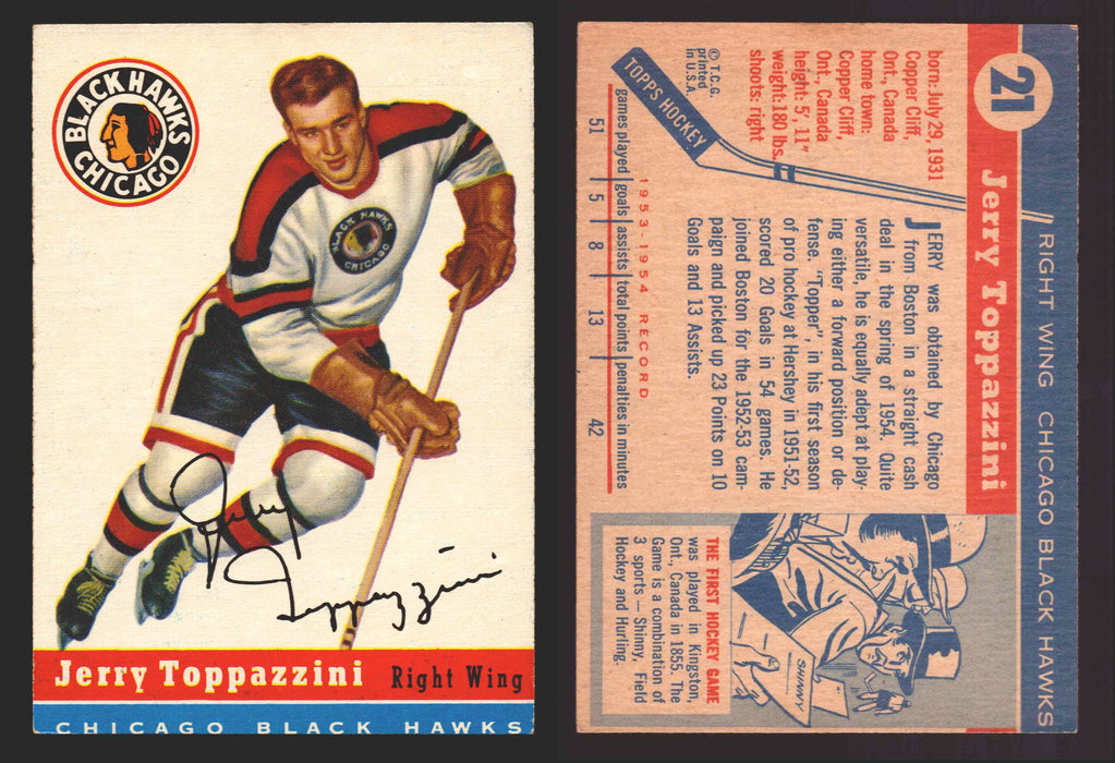 1954-1955 Topps Hockey NHL Trading Card You Pick Single Cards #1 - 60 F/VG #21 Jerry Toppazzini (VG)  - TvMovieCards.com
