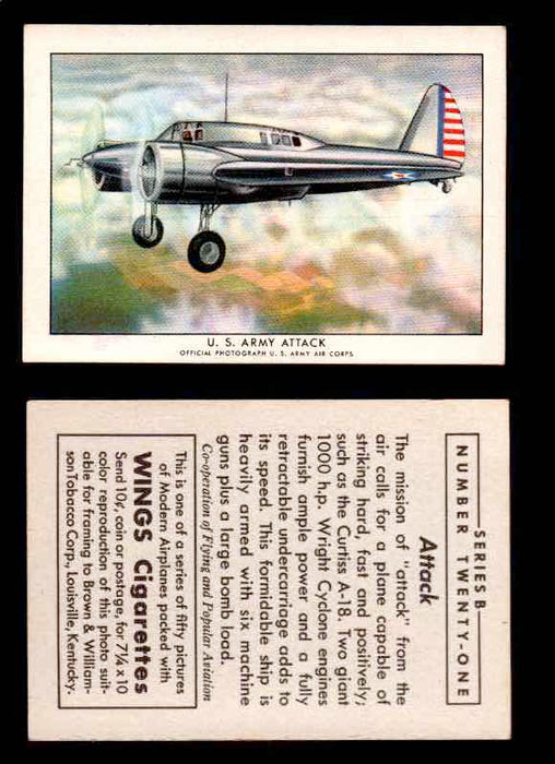 1941 Modern American Airplanes Series B Vintage Trading Cards Pick Singles #1-50 21	 	U.S. Army Attack  - TvMovieCards.com