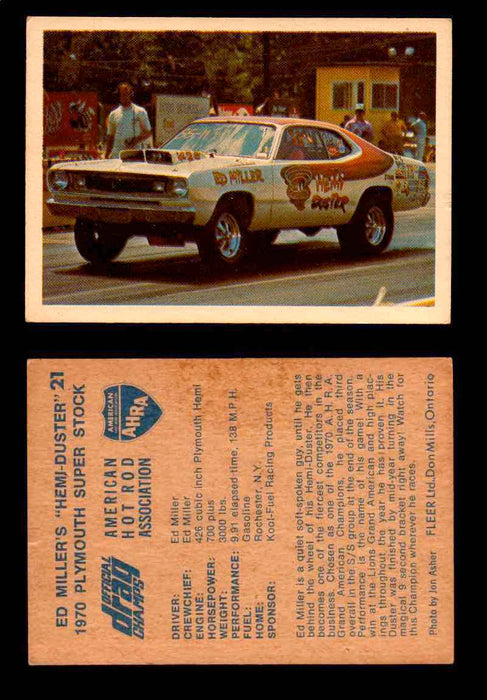 AHRA Official Drag Champs 1971 Fleer Canada Trading Cards You Pick Singles #1-63 21   Ed Miller's "Hemi-Duster"                        1970 Plymouth Super Stock  - TvMovieCards.com