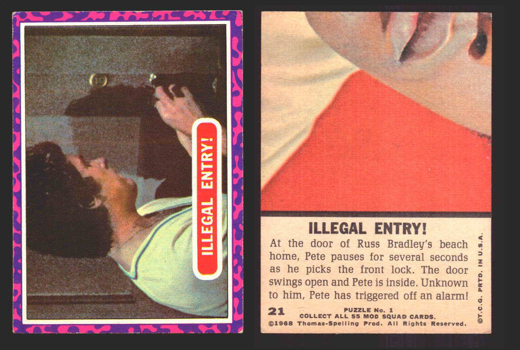 1969 The Mod Squad Vintage Trading Cards You Pick Singles #1-#55 Topps 21   Illegal Entry!  - TvMovieCards.com