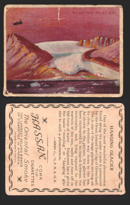 1910 T30 Hassan Tobacco Cigarettes Artic Scenes Vintage Trading Cards Singles #21 THe Hanging Glacier  - TvMovieCards.com