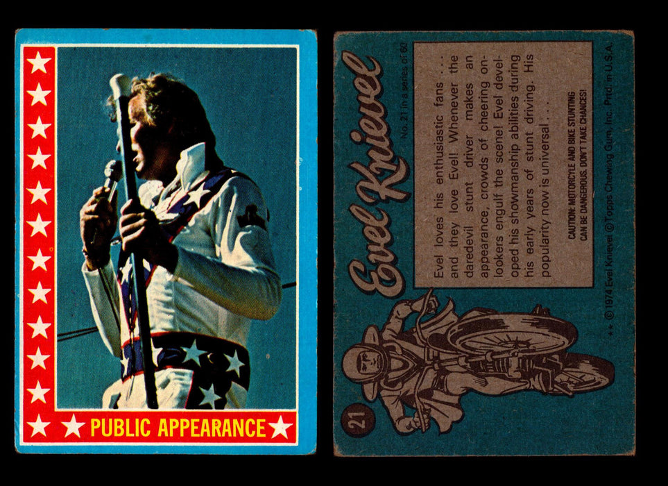 Evel Knievel Topps 1974 Vintage Trading Cards You Pick Singles #1-60 #21  - TvMovieCards.com