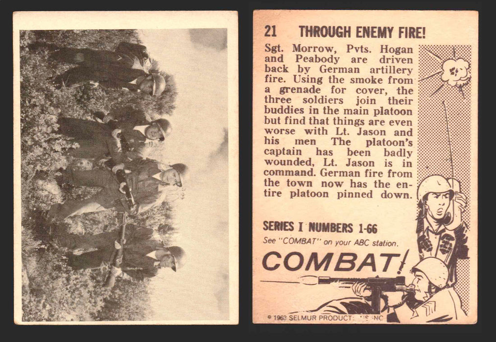 1963 Combat Series I Donruss Selmur Vintage Card You Pick Singles #1-66 21   Through Enemy Fire!  - TvMovieCards.com
