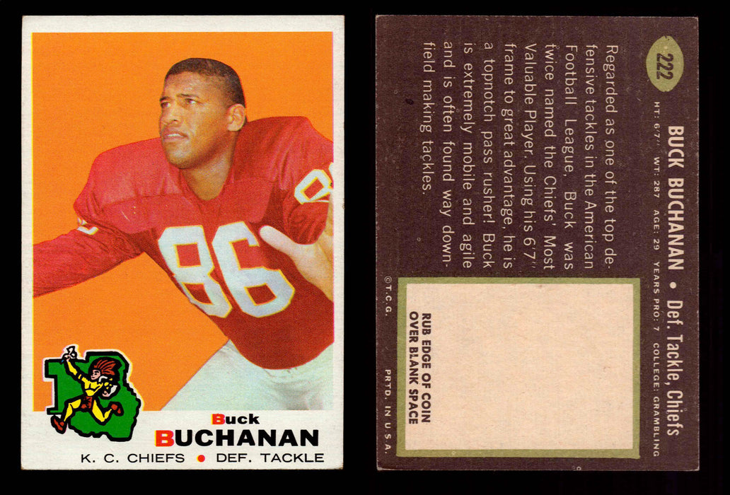 1969 Topps Football Trading Card You Pick Singles #1-#263 G/VG/EX #	222	Buck Buchanan (HOF)  - TvMovieCards.com