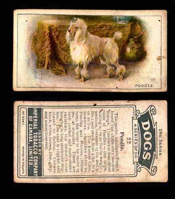 1925 Dogs 2nd Series Imperial Tobacco Vintage Trading Cards U Pick Singles #1-50 #22 Poodle  - TvMovieCards.com