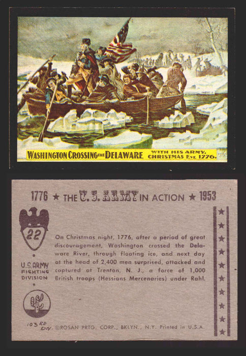 1961 The U.S. Army in Action 1776-1953 Trading Cards You Pick Singles #1-64 22   Washington Crossing the Delaware  - TvMovieCards.com