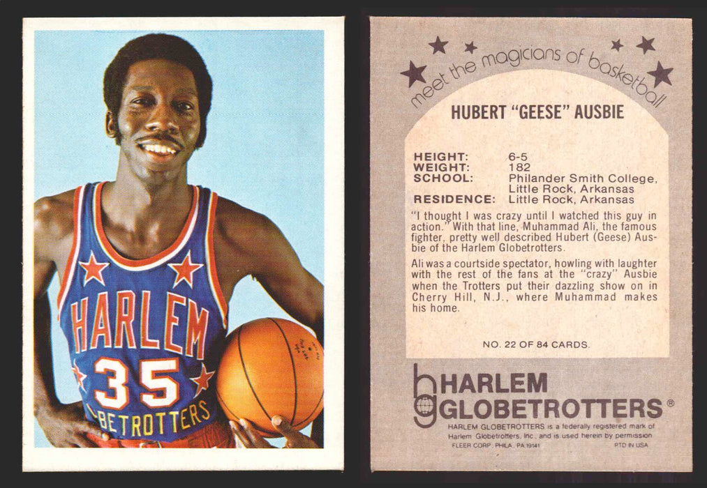 1971 Harlem Globetrotters Fleer Vintage Trading Card You Pick Singles #1-84 22 of 84   Hubert "Geese" Ausbie  - TvMovieCards.com