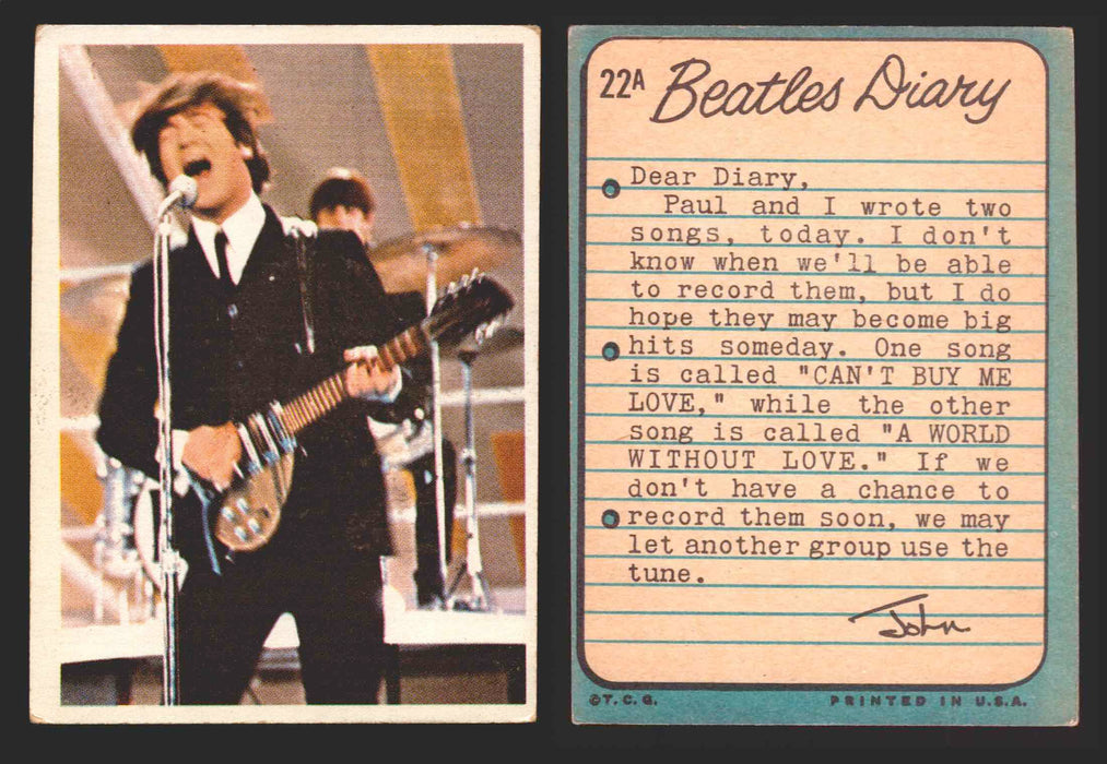 Beatles Diary Topps 1964 Vintage Trading Cards You Pick Singles #1A-#60A #	22	A  - TvMovieCards.com