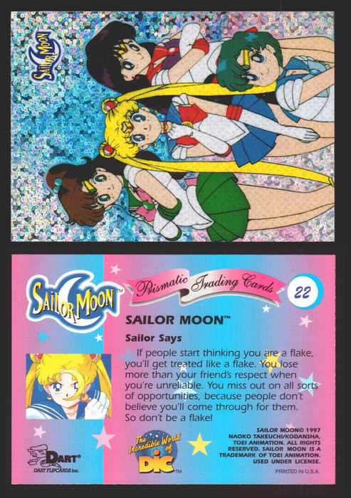 1997 Sailor Moon Prismatic You Pick Trading Card Singles #1-#72 No Cracks 22   Sailor Says: If people start thinking you are a flake  - TvMovieCards.com