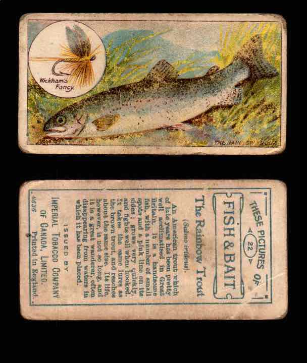 1910 Fish and Bait Imperial Tobacco Vintage Trading Cards You Pick Singles #1-50 #22 The Rainbow Trout  - TvMovieCards.com