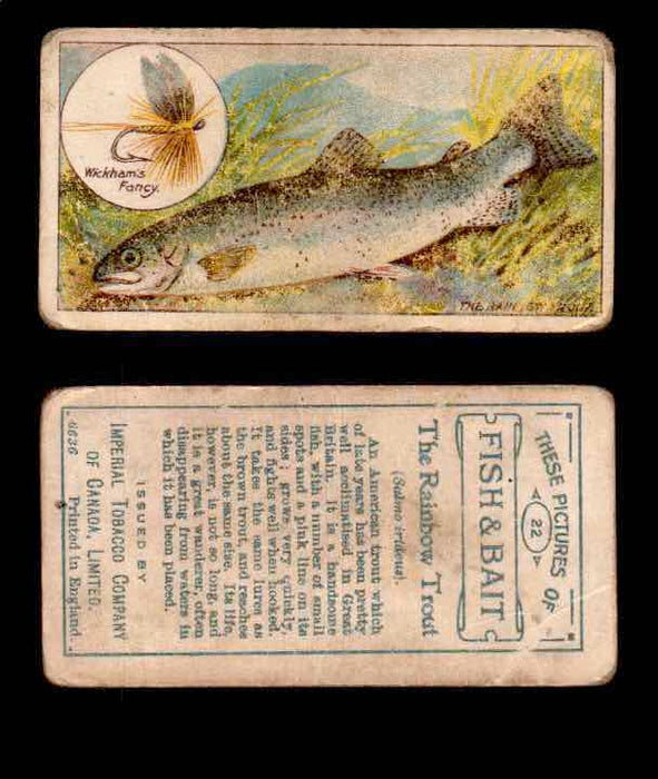 1910 Fish and Bait Imperial Tobacco Vintage Trading Cards You Pick Singles #1-50 #22 The Rainbow Trout  - TvMovieCards.com