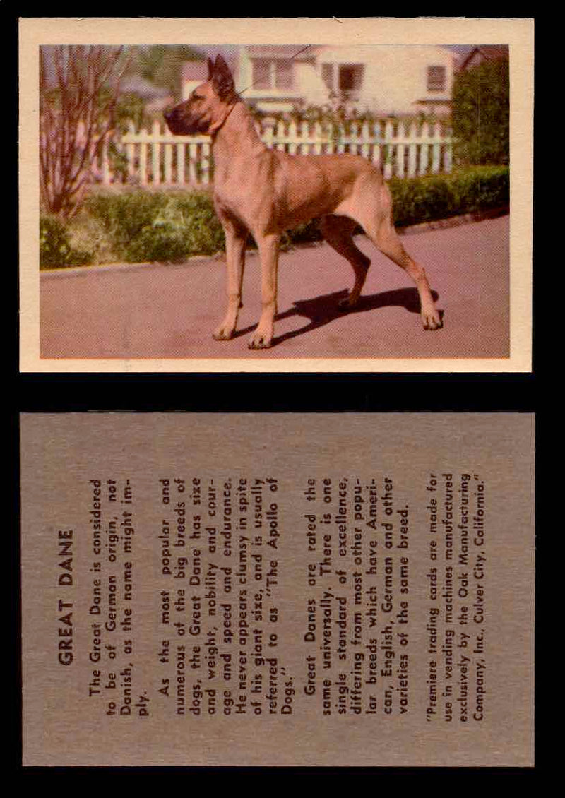1957 Dogs Premiere Oak Man. R-724-4 Vintage Trading Cards You Pick Singles #1-42 #22 Great Dane  - TvMovieCards.com