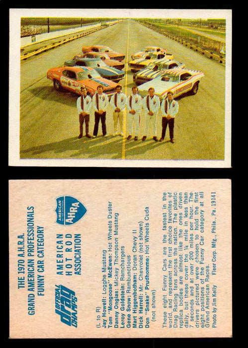 AHRA Official Drag Champs 1971 Fleer Vintage Trading Cards You Pick Singles 22   The 1970 A.H.R.A. Grand American Professionals   Funny Car Category  - TvMovieCards.com