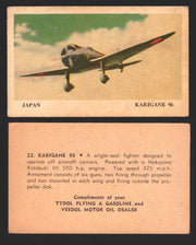 1940 Tydol Aeroplanes Flying A Gasoline You Pick Single Trading Card #1-40 #	22	Karigane 96  - TvMovieCards.com