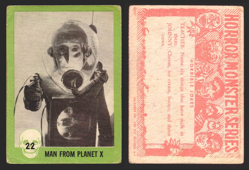 1961 Horror Monsters Series 1 Green Trading Card You Pick Singles #1-66 NuCard #	 22   Man From Planet X  - TvMovieCards.com