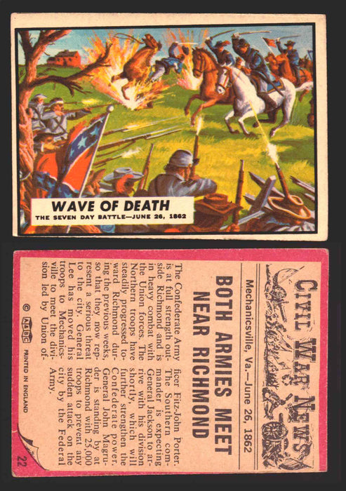 Civil War News Vintage Trading Cards A&BC Gum You Pick Singles #1-88 1965 22   Wave of Death  - TvMovieCards.com