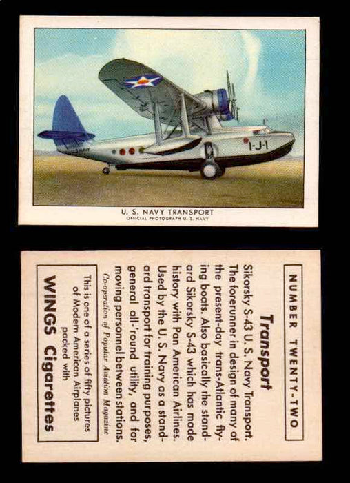 1940 Modern American Airplanes Series 1 Vintage Trading Cards Pick Singles #1-50 22 U.S. Navy Transport (Sikorsky S-43)  - TvMovieCards.com