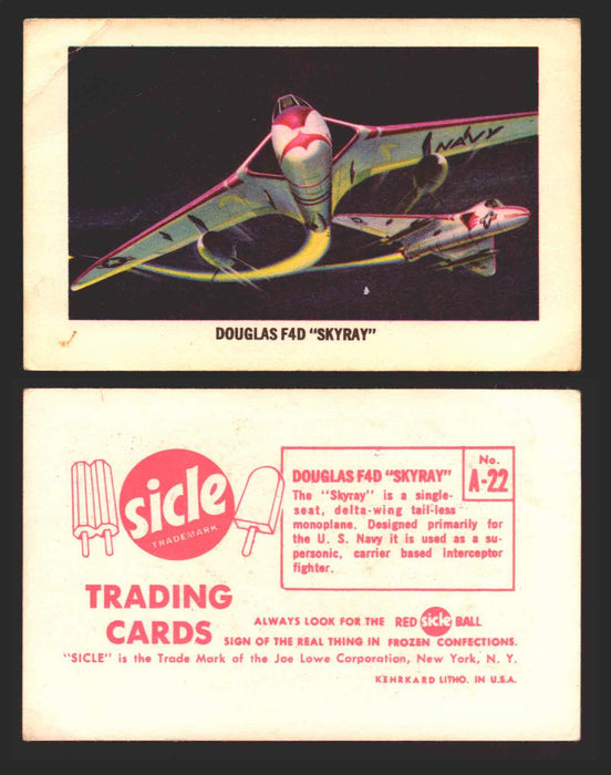 1959 Sicle Airplanes Joe Lowe Corp Vintage Trading Card You Pick Singles #1-#76 A-22	Douglas F4D “Skyray”  - TvMovieCards.com