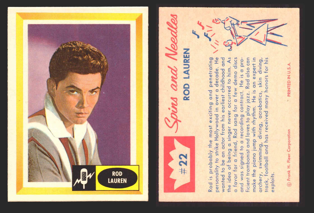 1960 Spins and Needles Vintage Trading Cards You Pick Singles #1-#80 Fleer 22   Rod Lauren  - TvMovieCards.com
