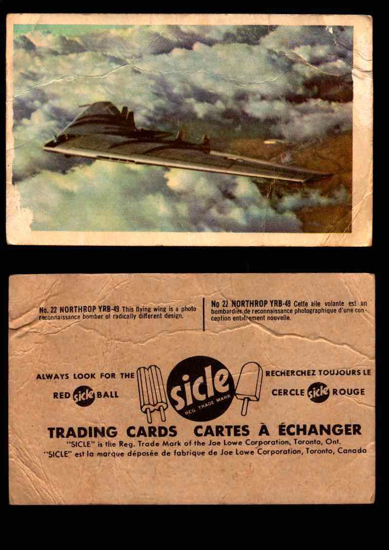1959 Sicle Aircraft & Missile Canadian Vintage Trading Card U Pick Singles #1-25 #22 Northrup YRB-49  - TvMovieCards.com