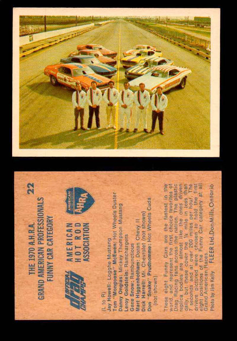 AHRA Official Drag Champs 1971 Fleer Canada Trading Cards You Pick Singles #1-63 22   The 1970 A.H.R.A. Grand American Professionals   Funny Car Category  - TvMovieCards.com
