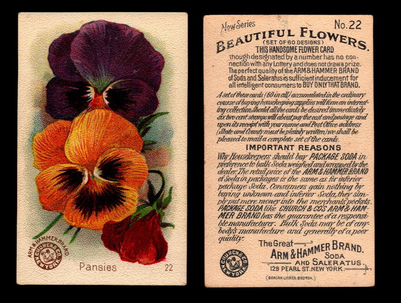 Beautiful Flowers New Series You Pick Singles Card #1-#60 Arm & Hammer 1888 J16 #22 Pansies  - TvMovieCards.com