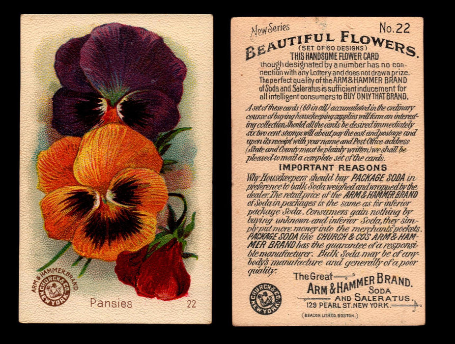Beautiful Flowers New Series You Pick Singles Card #1-#60 Arm & Hammer 1888 J16 #22 Pansies  - TvMovieCards.com