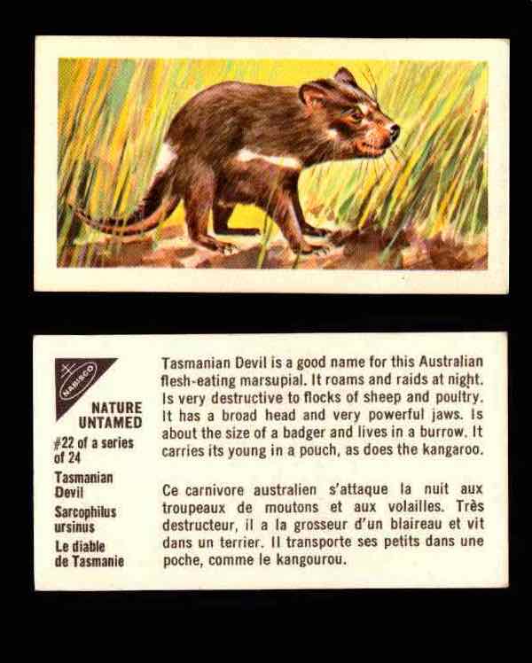 Nature Untamed Nabisco Vintage Trading Cards You Pick Singles #1-24 #22 Tasmanian Devil  - TvMovieCards.com