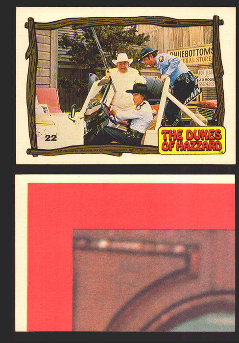 1983 Dukes of Hazzard Vintage Trading Cards You Pick Singles #1-#44 Donruss 22C   Roscoe JD and Cleatus in Daisy's jeep  - TvMovieCards.com
