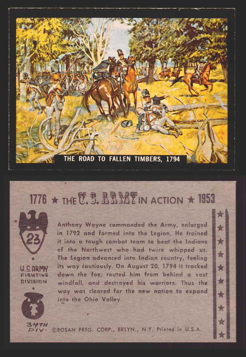 1961 The U.S. Army in Action 1776-1953 Trading Cards You Pick Singles #1-64 23   The Road to Fallen Timbers 1794  - TvMovieCards.com