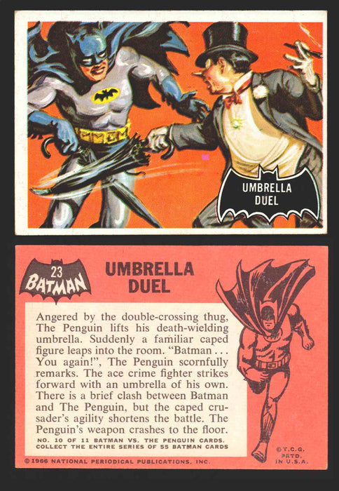 1966 Batman (Black Bat) Vintage Trading Card You Pick Singles #1-55 #	 23   Umbrella Duel  - TvMovieCards.com