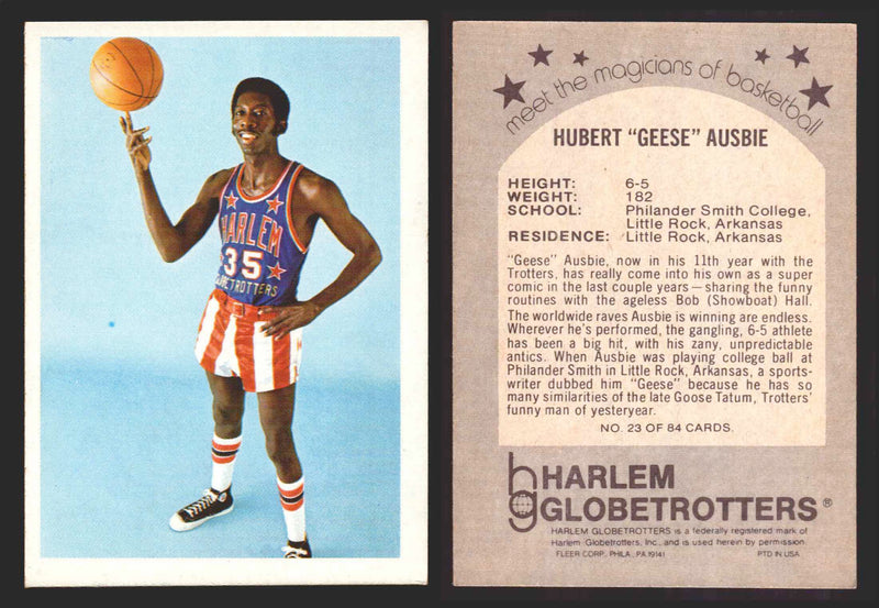 1971 Harlem Globetrotters Fleer Vintage Trading Card You Pick Singles #1-84 23 of 84   Hubert "Geese" Ausbie  - TvMovieCards.com