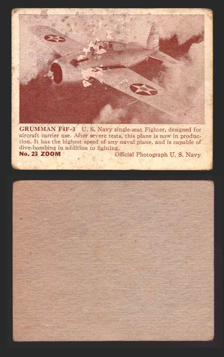 1940 Zoom Airplanes Series 2 & 3 You Pick Single Trading Cards #1-200 Gum 23   Grumman F4F-3  - TvMovieCards.com