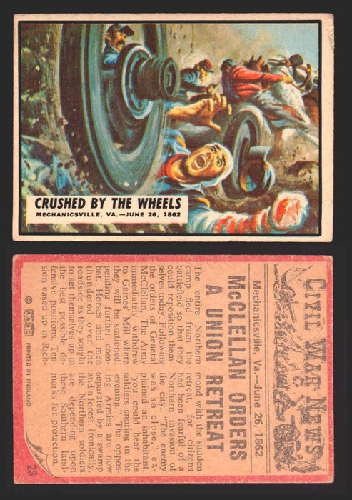Civil War News Vintage Trading Cards A&BC Gum You Pick Singles #1-88 1965 23   Crushed by the Wheels  - TvMovieCards.com