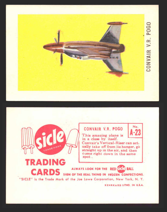 1959 Sicle Airplanes Joe Lowe Corp Vintage Trading Card You Pick Singles #1-#76 A-23	Convair V.R. Pogo  - TvMovieCards.com