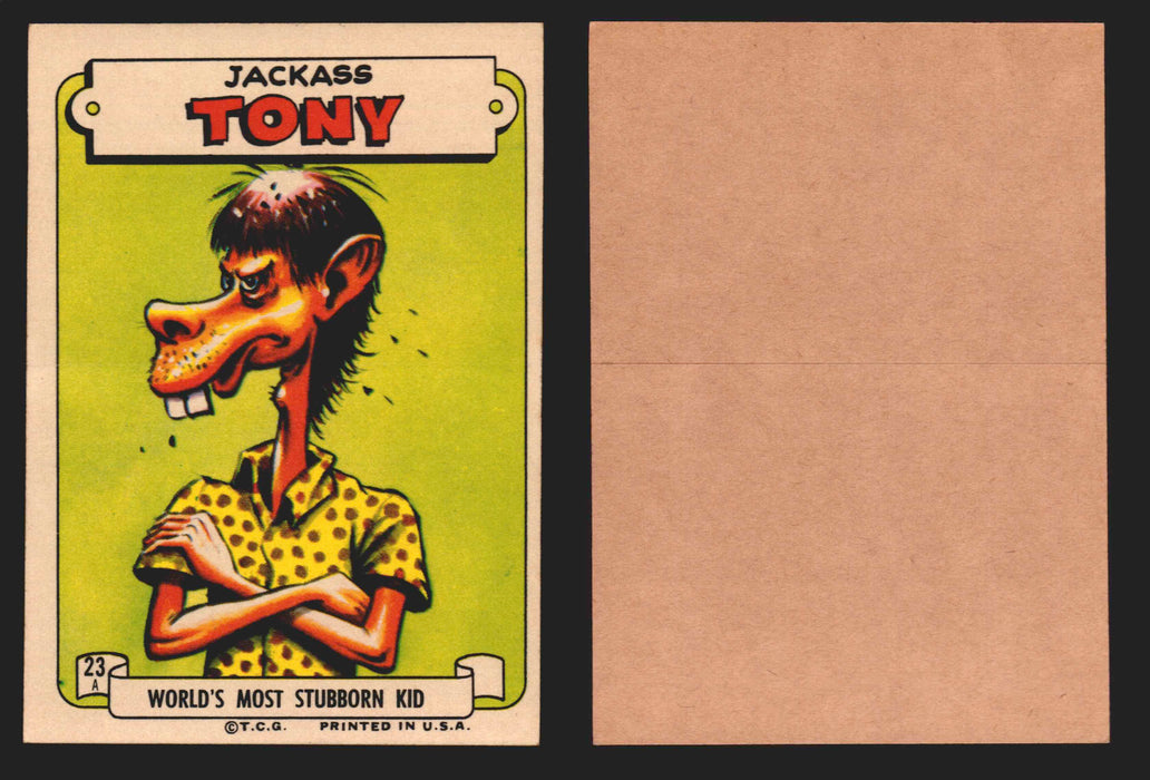 1966 Slob Stickers Topps Trading Card You Pick Singles #1-44 Series 1st A & B #23A Jackass Tony  - TvMovieCards.com