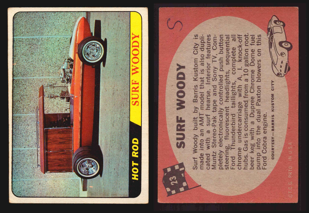 Hot Rods Topps 1968 George Barris Vintage Trading Cards #1-66 You Pick Singles #23 Surf Woody (writing on back)  - TvMovieCards.com