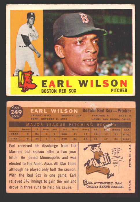 1960 Topps Baseball Trading Card You Pick Singles #1-#250 VG/EX 249 - Earl Wilson  - TvMovieCards.com