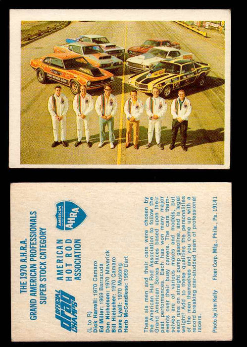 AHRA Official Drag Champs 1971 Fleer Vintage Trading Cards You Pick Singles 24   The 1970 A.H.R.A. Grand American Professionals   Super Stock Category  - TvMovieCards.com