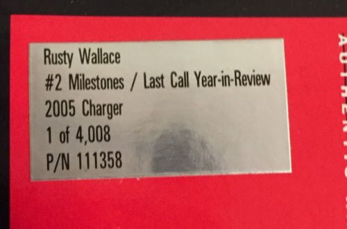 Action 1/24 Diecast #2 Rusty Wallace Milestones Last Call Year in Review Charger   - TvMovieCards.com