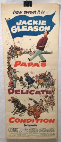 Papa's Delicate Condition Insert 14" x 36" 1963 Jackie Gleason Glynis Johns   - TvMovieCards.com