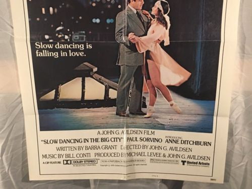 Original 1978 "Slow Dancing in the Big City" 1 Sheet Movie Poster 27"x 41"   - TvMovieCards.com