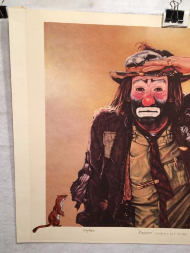 Emmett Kelly "Looking out to See" Signed Lithograph Print Robert Blottiaux   - TvMovieCards.com