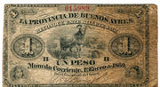 ARGENTINA La Provincia de Buenos Ayres 1 Peso 1869 S481a   - TvMovieCards.com