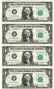 1985 $1 Uncut Sheet of 4 - F/A Block - 99863692 Bureau of Engraving & Printing   - TvMovieCards.com