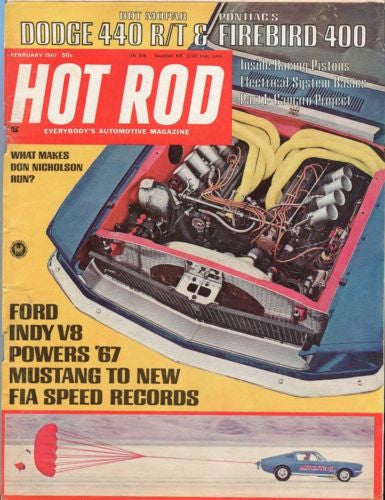 1967 February Hot Rod Magazine Back Issue - Dodge 440 R/T & Firebird 400   - TvMovieCards.com