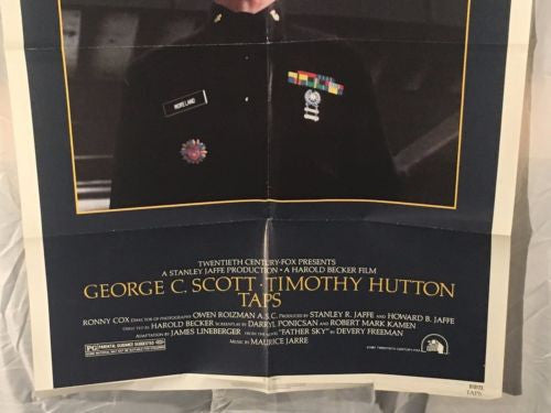 Original 1981 "Taps" 1 Sheet Movie Poster 27"x 41" George C Scott Timothy Hutton   - TvMovieCards.com